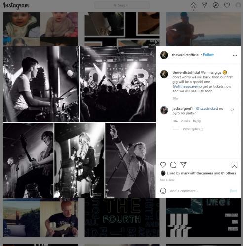 The Verdict gig at Gorilla on their Instagram page