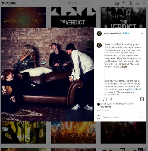 Photoshoot with The Verdict on their Instagram page