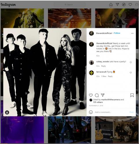 Photoshoot with The Verdict posted on their official Instagram page