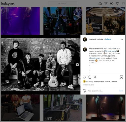 Photoshoot with The Verdict posted on their official Instagram page