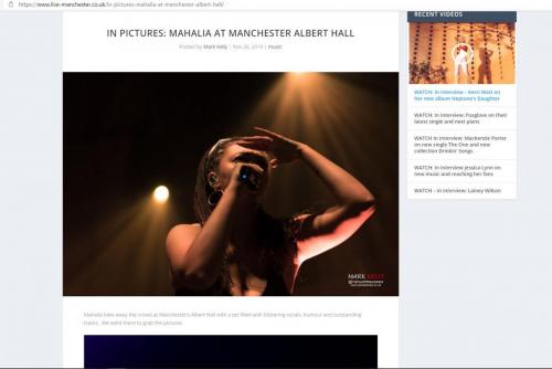 Mahalia live at Manchester Albert Hall featured on Live-Manchester