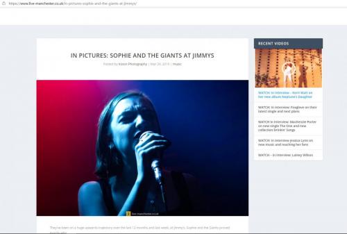 Sophie and the Giants live at Jimmys featured on Live-Manchester